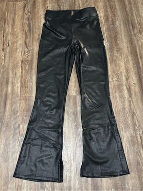 Show Me Your Mumu Nashville Pull On Flare Pants Women's XS Black Faux Leather